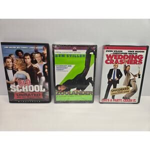 Funny DVD Bundle Sealed Zoolander | Wedding Crashers |  Old School | 3 Movie Lot